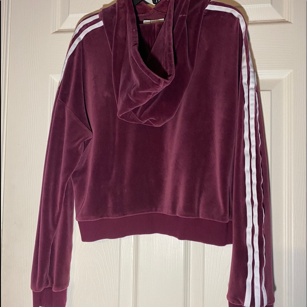 Burgundy velour adidas top